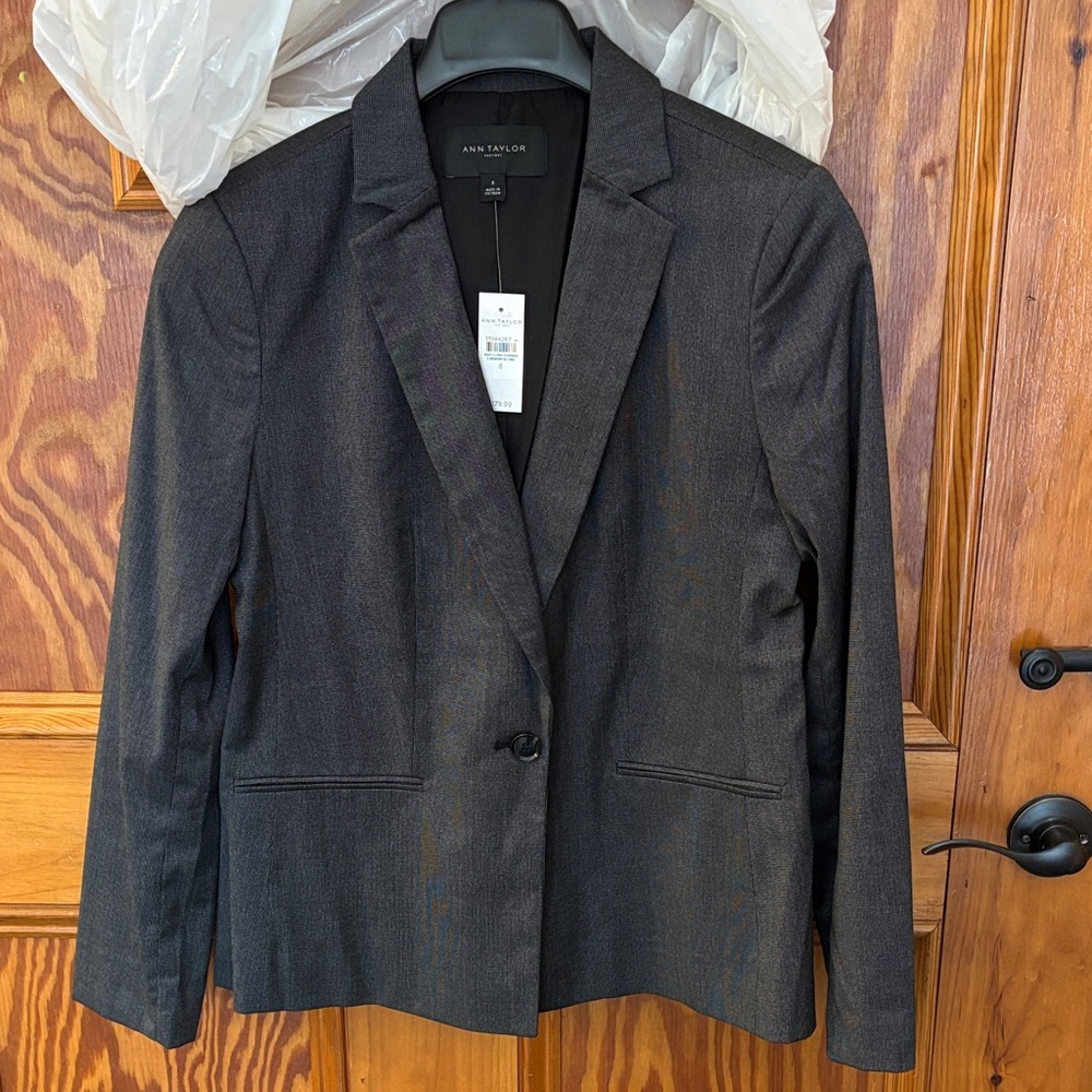 NWT Ann Taylor Charcoal Gray suit Blazer size 8